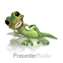 Green Gecko Lying Down Waving Powerpoint animation