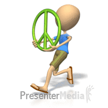 Stickton Carrying Peace Symbol PowerPoint animation