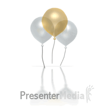 Party Balloons Silver Gold PowerPoint animation
