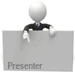 ID# 3176 - Business Figure Pointing at Blank Sign  - PowerPoint Animation