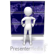Stick Figure Watching World Information PowerPoint animation