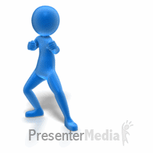 Blue Figure Spin Hook Kick PowerPoint animation