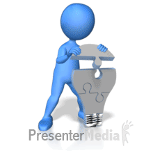 Figure Colored Light Bulb Puzzle PowerPoint animation