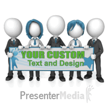 Business Group Holding Up Custom Sign PowerPoint animation