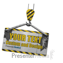 Construction Sign Swinging On Hook PowerPoint animation