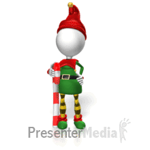 Elf Spin Candy Cane Down PowerPoint animation