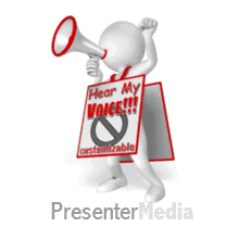 Figure With Megaphone Wearing Sign PowerPoint animation