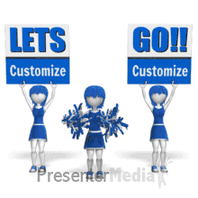 Cheerleaders Cheering With Custom Signs PowerPoint animation
