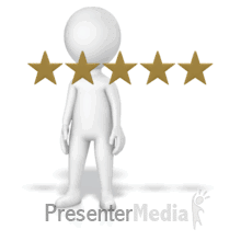 Push 3 Of 5 Stars Stop (Non-Looping) PowerPoint animation