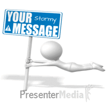 Figure In High Wind Holding Sign PowerPoint animation
