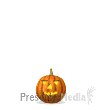 Ghost Out Of Pumpkin Holding Sign PowerPoint animation