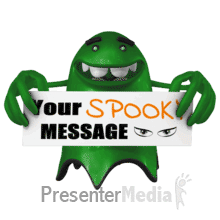 Cute Ghost Holding Sign PowerPoint animation