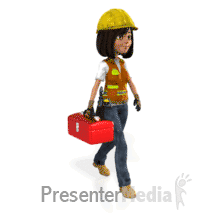 Female Construction Worker Toolbox PowerPoint animation