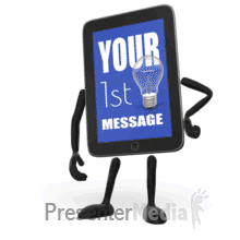 Tablet Character Swipe Itself PowerPoint animation