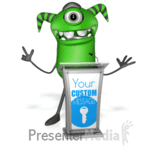Monster Behind Podium PowerPoint animation