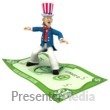 Uncle Sam Standing Riding Money  Presentation clipart