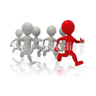Stick Figures Leading The Race Presentation clipart