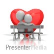 Couple Sitting On Bench By Heart - Presentation Clipart