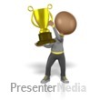 Stick Figure Holding Big Trophy - Presentation Clipart