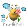 Bee Flying Holding Flower Presentation clipart