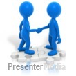 Two Blue Stickmen Handshake Puzzle Presentation clipart