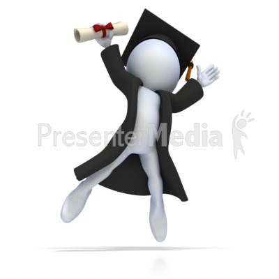 Graduate with Diploma Jumping for Joy Presentation clipart