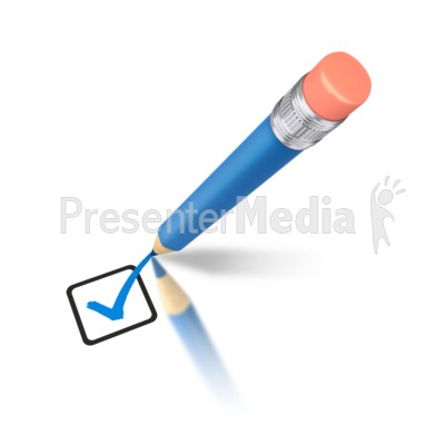 Pencil Drawing Blue Check Mark Presentation clipart