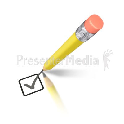Yellow Pencil Drawing Check Mark Presentation clipart