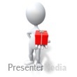 Stick Figure Giving Red Gift - Presentation Clipart