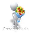 Stick Figure Giving Bouquet Flowers - Presentation Clipart