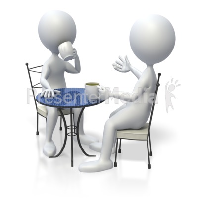 Two Stick Figures Drinking Coffee Presentation clipart