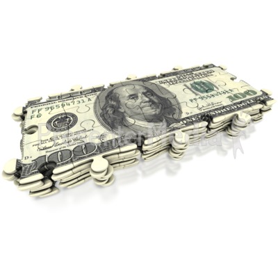 100 Dollar Puzzle Stack Presentation clipart