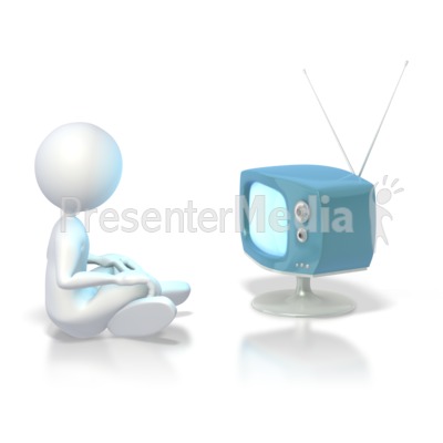 Stick Figure Watching Tv Presentation clipart