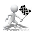Stick Figure Waving Checkered Flag - Presentation Clipart