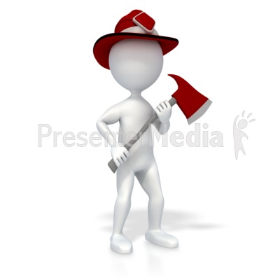 Stick Figure Firefighter Presentation clipart