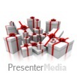 Pile White Gifts with Red Decor - Presentation Clipart