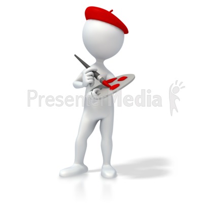 Artist with Paint Brush and Palette Presentation clipart