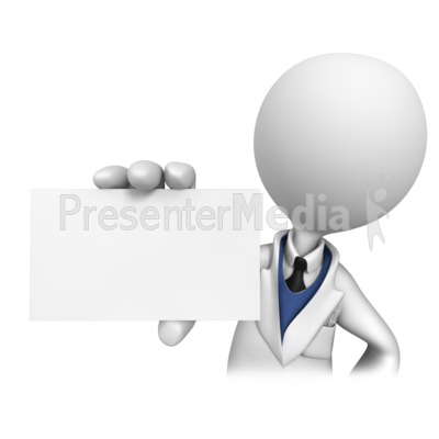 Stick Figure Dentist Holding Blank Card Presentation clipart