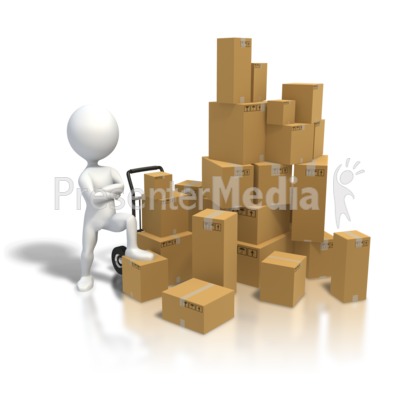 Standing By Pile Boxes Presentation clipart