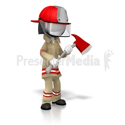Suited Firefighter With Axe Presentation clipart
