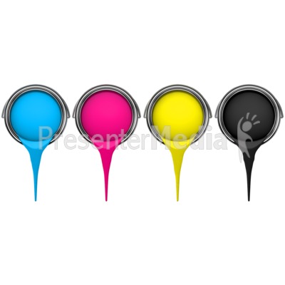 Cmyk Buckets Pouring Paint Presentation clipart