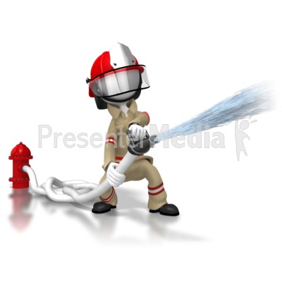 Firefighter Spraying Hose Presentation clipart
