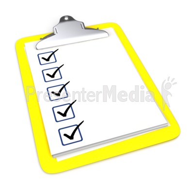 Clipboard With Five Checkmarks Presentation clipart