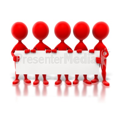 Colored Stick Figures Holding Sign Presentation clipart