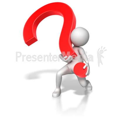 Stick Figure Lifting Heavy Question Mark Presentation clipart