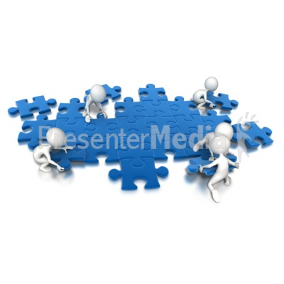Puzzle People Working Together Presentation clipart