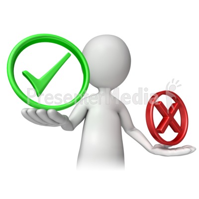 Stick Figure Holding Check Or Cancel Presentation clipart