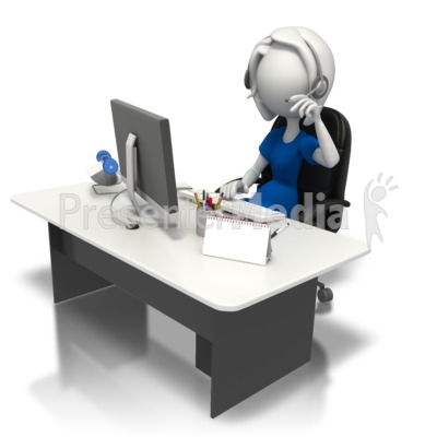 Secretary Working At Desk Presentation clipart