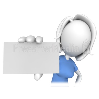Woman Holding a Business Card Presentation clipart