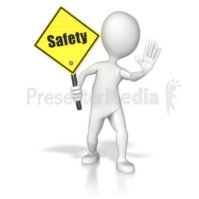 Stick Figure Holding A Saftey Sign Presentation clipart